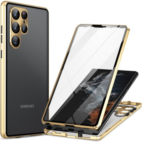 Puzdro pre Samsung Galaxy S23 Ultra, Magnetic Dual Glass, zlaté
