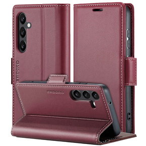 Puzdro pre Samsung Galaxy S24, ERBORD Glossy Litchi, flipová peňaženka, červené