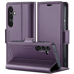 Puzdro pre Samsung Galaxy S24, ERBORD Glossy Litchi, flipová peňaženka, fialové