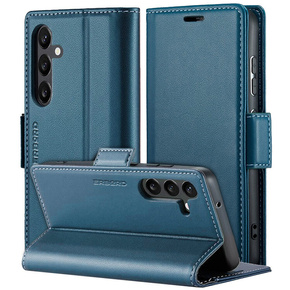 Puzdro pre Samsung Galaxy S24, ERBORD Glossy Litchi, flipová peňaženka, modré
