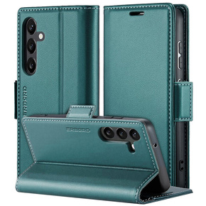Puzdro pre Samsung Galaxy S24, ERBORD Glossy Litchi, flipová peňaženka, zelený