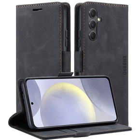 Puzdro pre Samsung Galaxy S24, ERBORD Vintage, peňaženka s chlopňou, čierne