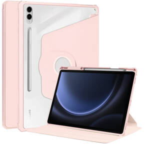 Puzdro pre Samsung Galaxy Tab S9 FE+ Plus, s priestorom pre stylus, otočné o 360°, ružové