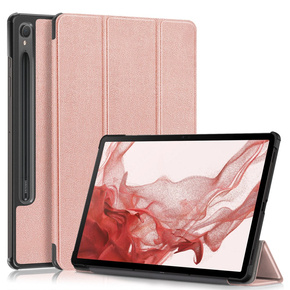 Puzdro pre Samsung Galaxy Tab S9, Smartcase s priestorom pre stylus, ružové rose gold