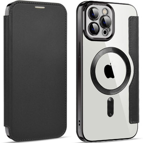 Puzdro pre iPhone 11 Pro Max, FlipMag Bezpečná peňaženka s chlopňou RFID, pre MagSafe, čierne