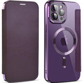 Puzdro pre iPhone 11 Pro Max, FlipMag Bezpečná peňaženka s chlopňou RFID, pre MagSafe, fialové