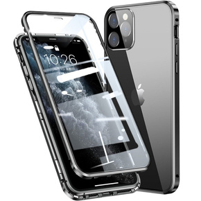 Puzdro pre iPhone 11 Pro Max, Magnetic Dual Glass, čierne