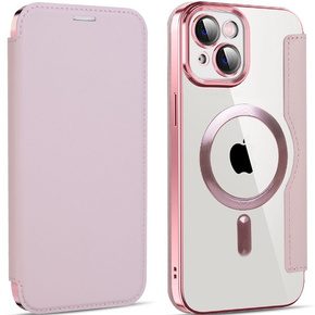 Puzdro pre iPhone 13, FlipMag Bezpečná peňaženka s chlopňou RFID, pre MagSafe, ružové
