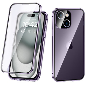 Puzdro pre iPhone 15 Plus, Magnetic Dual Glass, fialové