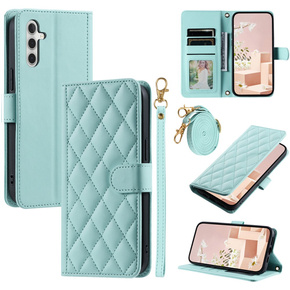 Puzdro s chlopňou pre Samsung Galaxy A55 5G, Rhombus Crossbody Leather, zelený