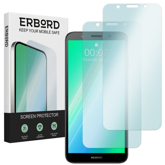 2x tvrdené sklo pre Huawei Y5 2018, ERBORD 9H Hard Glass na displeji