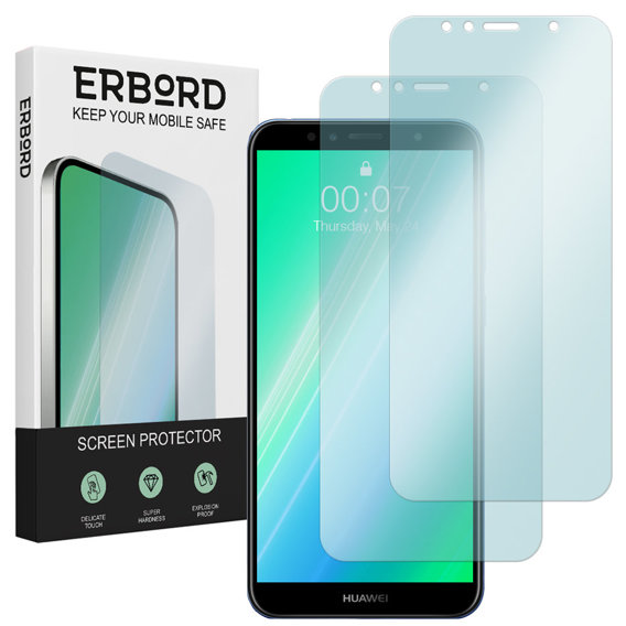 2x tvrdené sklo pre Huawei Y6 2018, ERBORD 9H Hard Glass na displeji