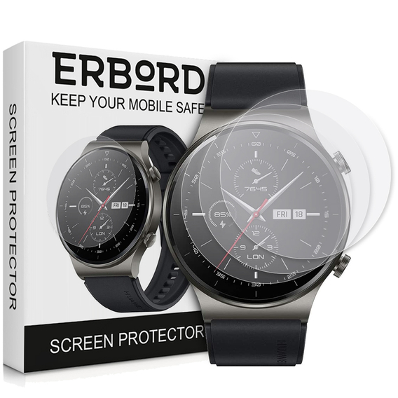 3x ERBORD Hydrogélová fólia pre Huawei Watch GT 2 Pro