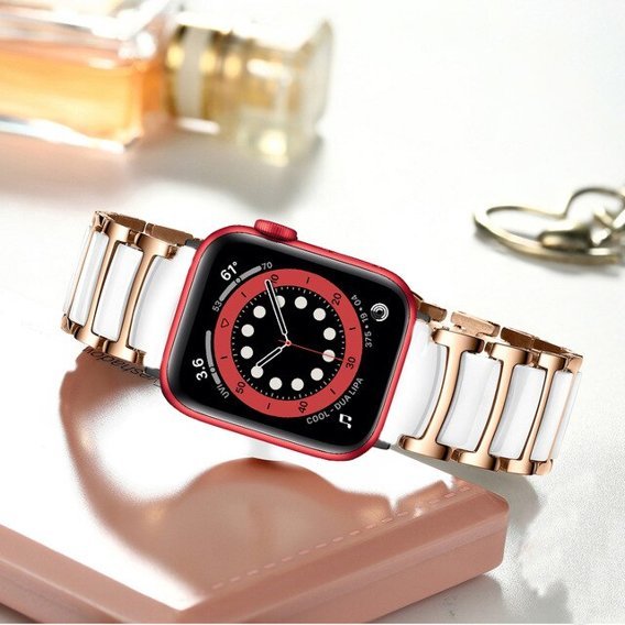 Bransoleta do Apple Watch 1/2/3/4/5/6/7/8/SE 38/40/41MM, Biała / Różowe złoto