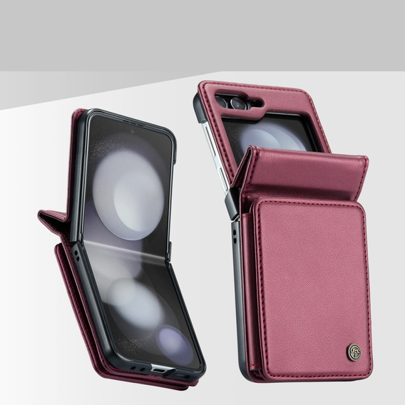 CASEME flipové puzdro pre Samsung Galaxy Z Flip5 5G, Litchi Wallet, červené