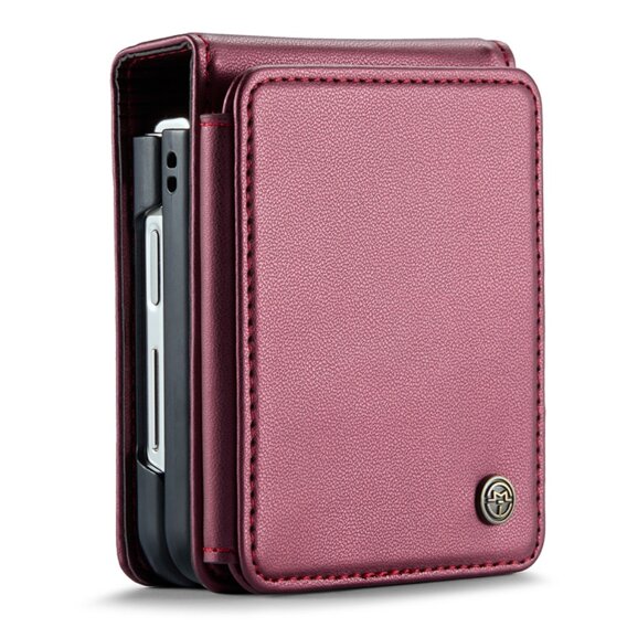 CASEME flipové puzdro pre Samsung Galaxy Z Flip5 5G, Litchi Wallet, červené