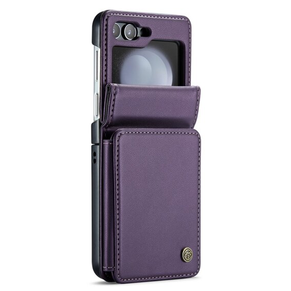 CASEME flipové puzdro pre Samsung Galaxy Z Flip5 5G, Litchi Wallet, fialové