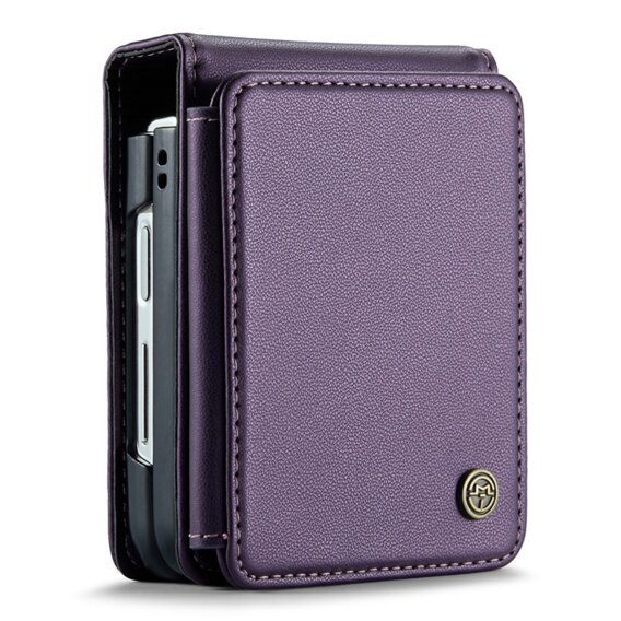 CASEME flipové puzdro pre Samsung Galaxy Z Flip5 5G, Litchi Wallet, fialové