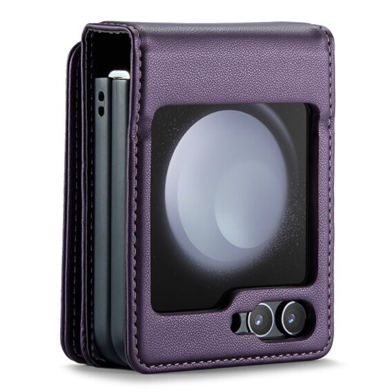 CASEME flipové puzdro pre Samsung Galaxy Z Flip5 5G, Litchi Wallet, fialové