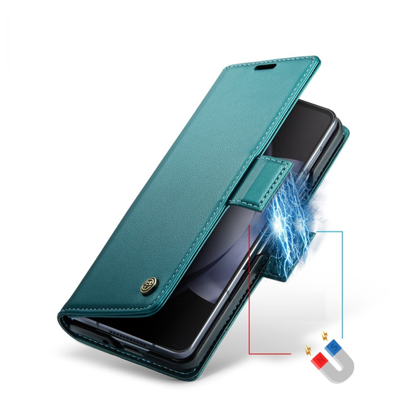 CASEME flipové puzdro pre Samsung Galaxy Z Fold6 5G, Litchi Wallet, zelený