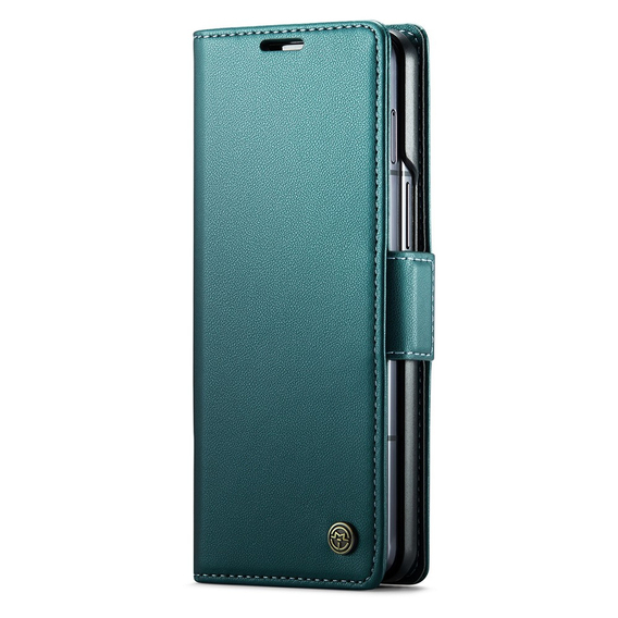 CASEME flipové puzdro pre Samsung Galaxy Z Fold6 5G, Litchi Wallet, zelený