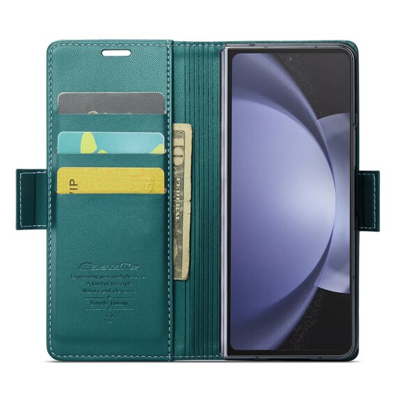 CASEME flipové puzdro pre Samsung Galaxy Z Fold6 5G, Litchi Wallet, zelený