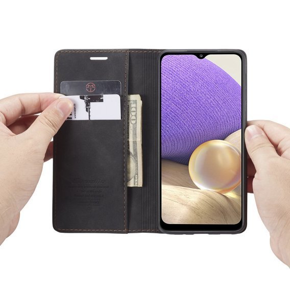 CASEME puzdro pre Samsung Galaxy A32 5G, Leather Wallet Case, čierne