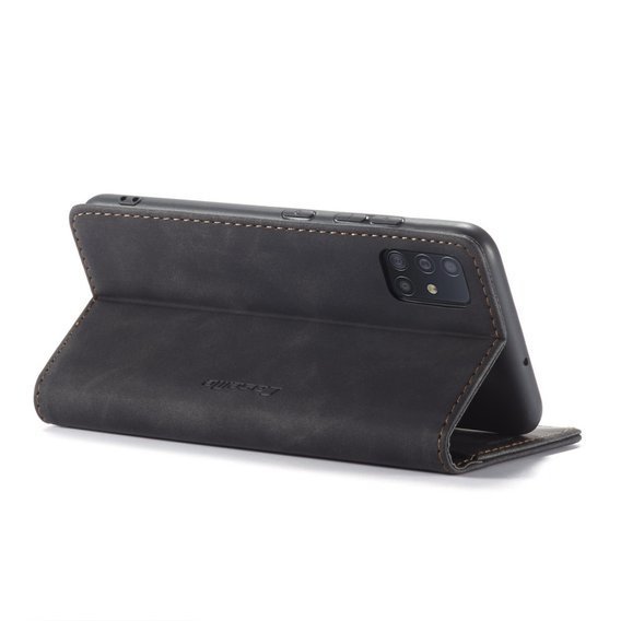 CASEME puzdro pre Samsung Galaxy A51, Leather Wallet Case, čierne