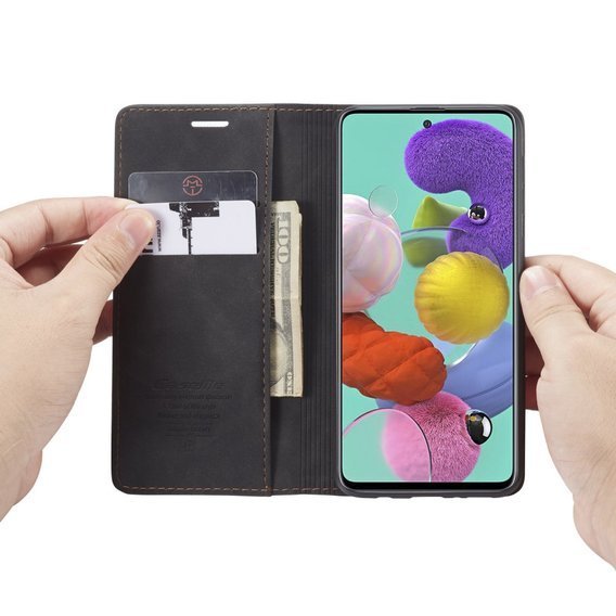 CASEME puzdro pre Samsung Galaxy A51, Leather Wallet Case, čierne