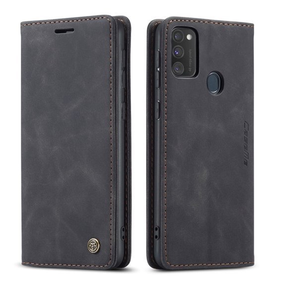 CASEME puzdro pre Samsung Galaxy M21, Leather Wallet Case, čierne