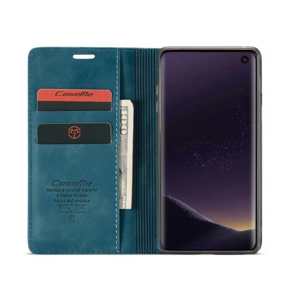 CASEME puzdro pre Samsung Galaxy S10E, Leather Wallet Case, modré