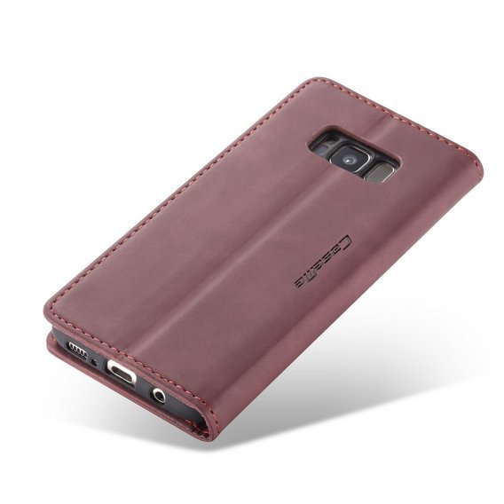 CASEME puzdro pre Samsung Galaxy S8, Leather Wallet Case, bordové