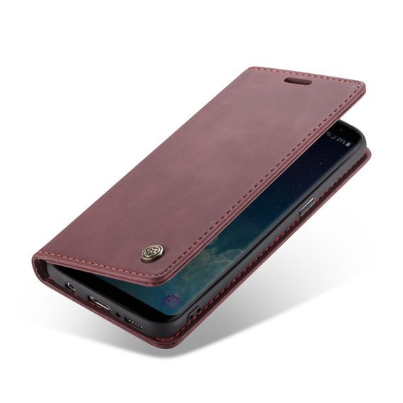 CASEME puzdro pre Samsung Galaxy S8, Leather Wallet Case, bordové