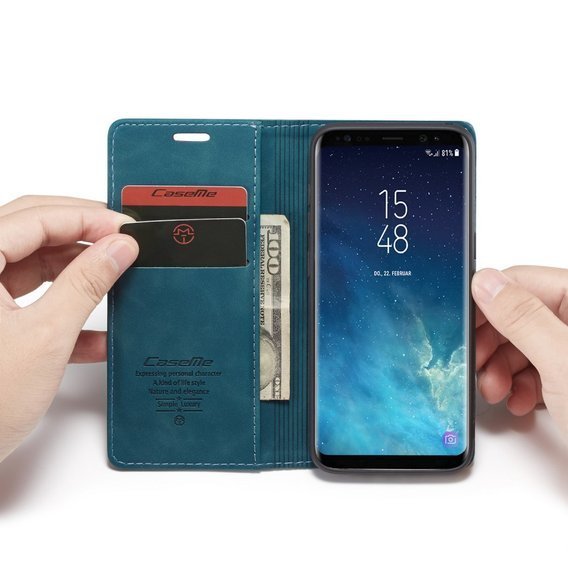 CASEME puzdro pre Samsung Galaxy S8, Leather Wallet Case, modré