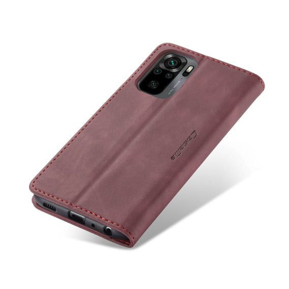 CASEME puzdro pre Xiaomi Redmi Note 10 / 10S, Leather Wallet Case, bordové