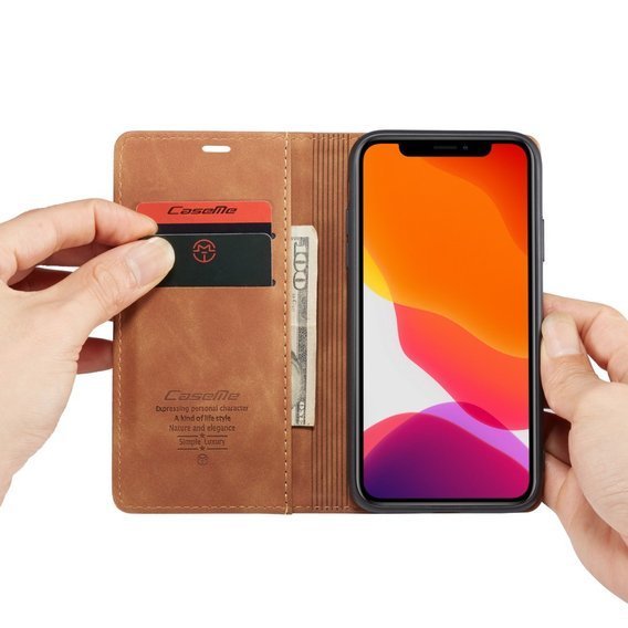 CASEME puzdro pre iPhone 11, Leather Wallet Case, zelený