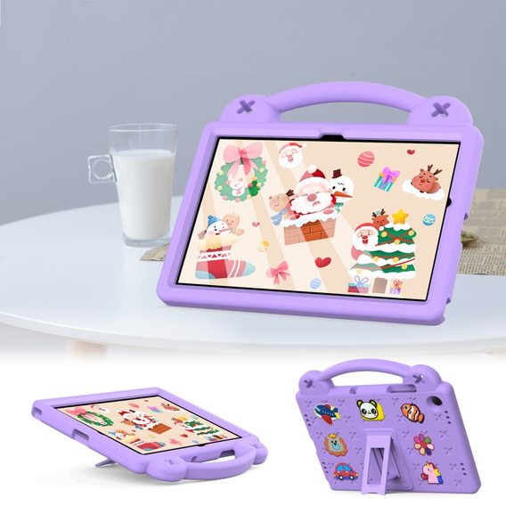 Detské puzdro pre Samsung Galaxy Tab A9+, Cute Patterns, so stojanom, fialové