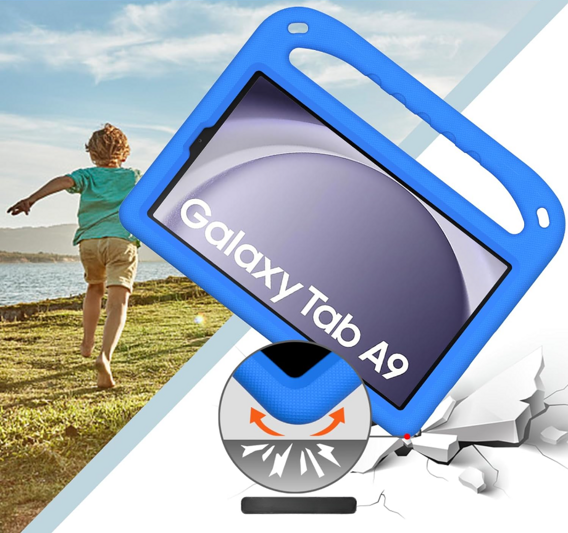 Detské puzdro pre Samsung Galaxy Tab A9, detské puzdro s rukoväťou, modré