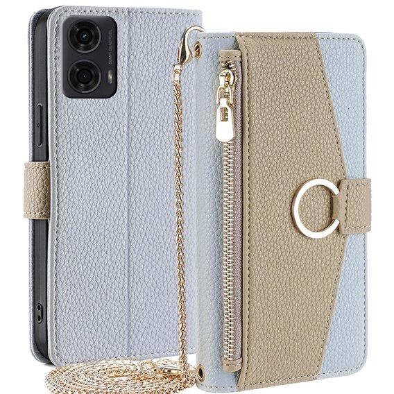 Flipové puzdro pre Motorola Moto G24 / G24 Power / G04, Wallet Zipper Pocket, so zrkadlom, modré