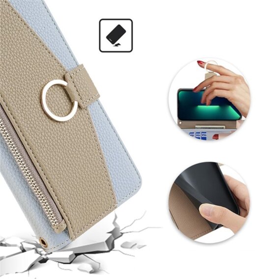 Flipové puzdro pre Motorola Moto G24 / G24 Power / G04, Wallet Zipper Pocket, so zrkadlom, modré