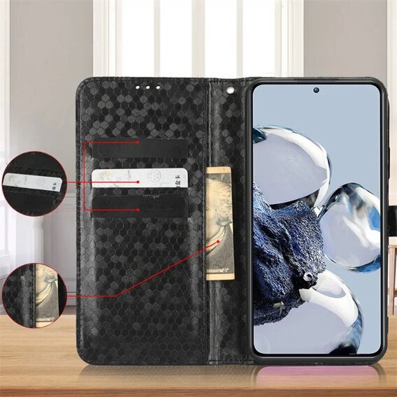 Flipové puzdro pre Samsung Galaxy M15 5G, Wallet Rhombus, čierne