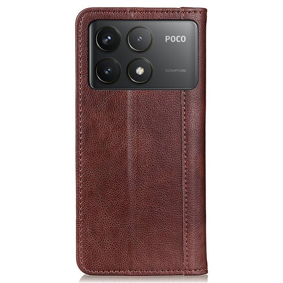 Flipové puzdro pre Xiaomi Poco F6 Pro, Split Leather, hnedé