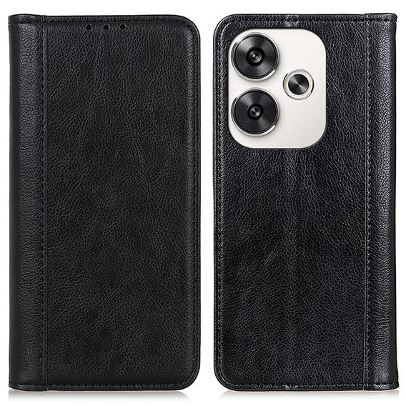 Flipové puzdro pre Xiaomi Poco F6, Split Leather, čierne