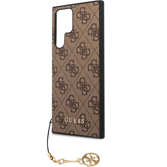 GUESS Obal na mobil pre Samsung Galaxy S22 Ultra, 4G Charms Collection Hardcase, hnedé