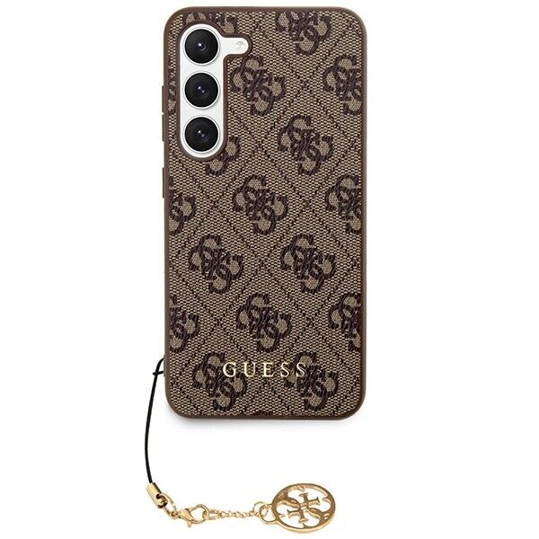 GUESS Obal na mobil pre Samsung Galaxy S24, 4G Charms Collection Hardcase, hnedé