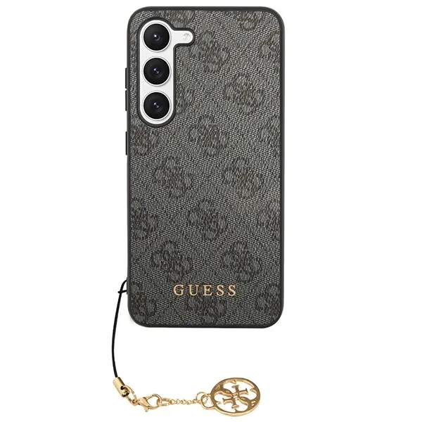 GUESS Obal na mobil pre Samsung Galaxy S24, 4G Charms Collection Hardcase, sivé