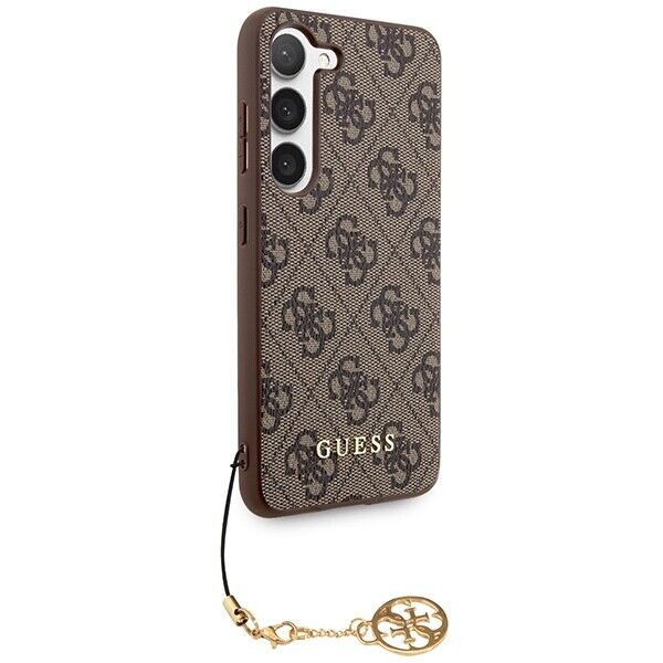 GUESS Obal na mobil pre Samsung Galaxy S24+ Plus, 4G Charms Collection Hardcase, hnedé