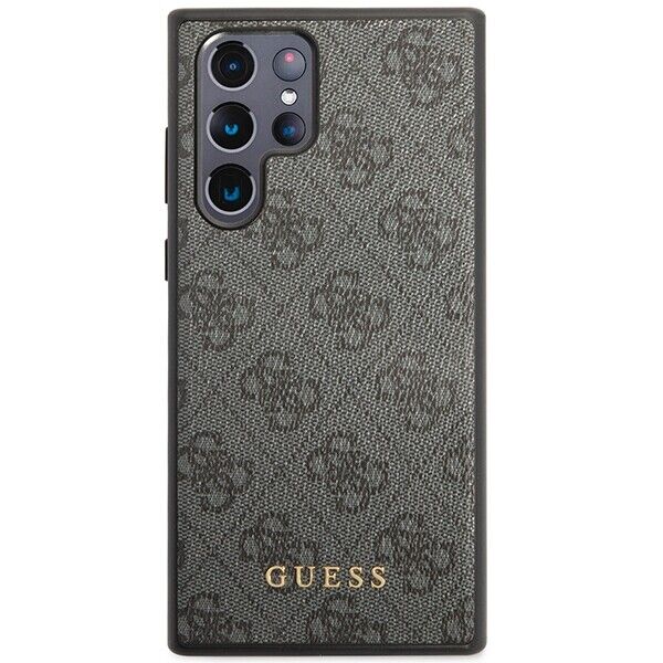 GUESS Obal na mobil pre Samsung Galaxy S24 Ultra, 4G Metal Gold Logo, sivé