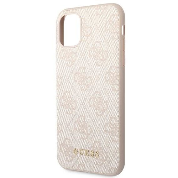 GUESS Obal na mobil pre iPhone 11, 4G Metal Gold Logo, ružové