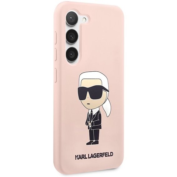 Karl Lagerfeld Obal na mobil pre Samsung Galaxy S23+ Plus, Silicone Ikonik, ružové